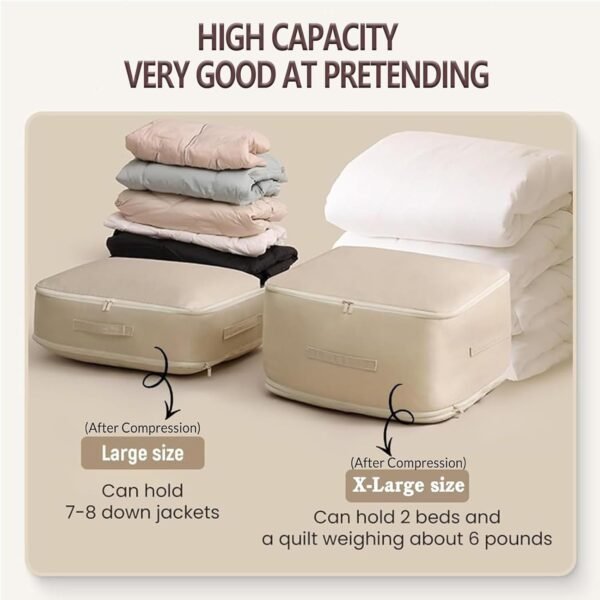 Ultra Space Saving Self Compression Organizer, Heavy Duty Space Saver Quilt Compression Storage Bag, Portable Handheld Storage Bag For Travel And Home Cabinet Storage (Gray, XL - 54 * 42 * 60CM) - Image 5