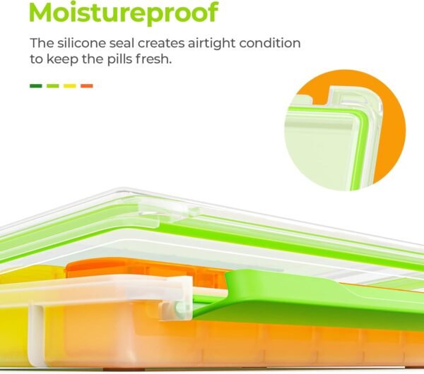 AUVON Monthly Pill Organizer Moistureproof, Large 28 Days Pill Case with Removable 4 Weeks Pill Box Rows, Travel-Friendly Pill Container for Fish Oils, Vitamins, Supplements and Medications - Image 4
