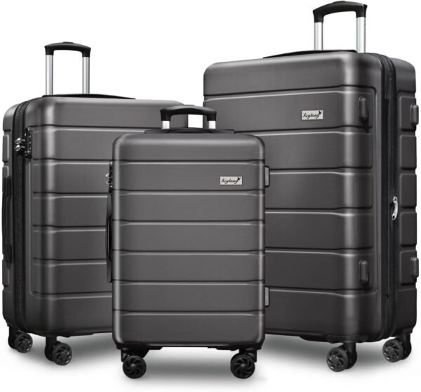 Explorer Lightweight Hardside Expandable Luggage Spinner Wheels Suitcase W/TSA Lock, Grey, New-3 Piece Set - Image 2