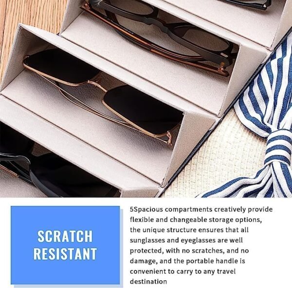 Travel Sunglasses Organizer, Premium Sunglass Travel Case for Multiple Pairs, Sunglasses Travel Case with 5 Slots，Portable Multiple Sunglasses Travel Case, Sunglass Organizer Travel for Women, Men - Image 6