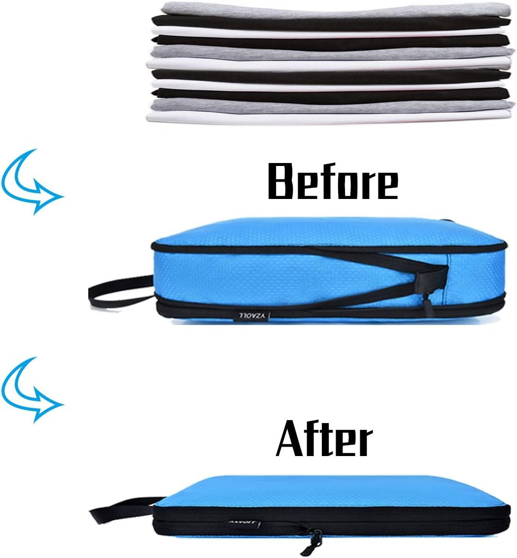 YZAOLL Compression Packing Cubes for Travel Small Expandable Packing Organizers 3pcs Set Blue - Image 4