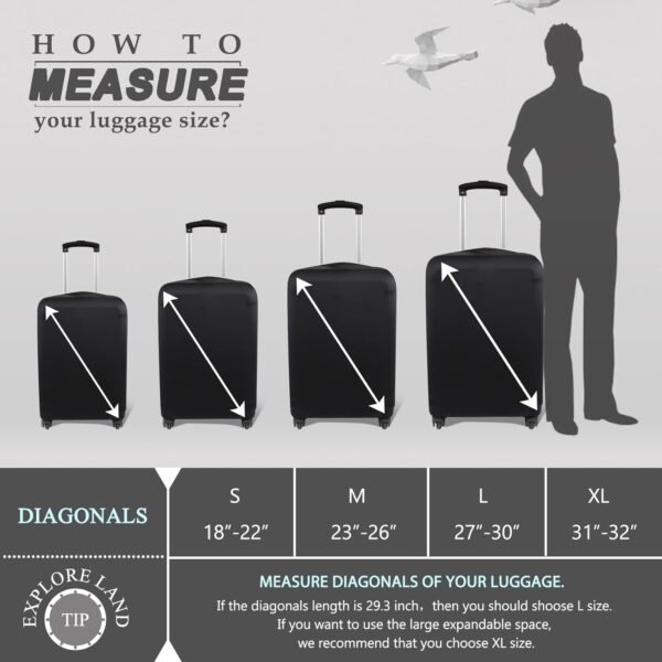 Explore Land Travel Luggage Cover Suitcase Protector Fits 27-30 Inch Luggage (Black, L) - Image 6
