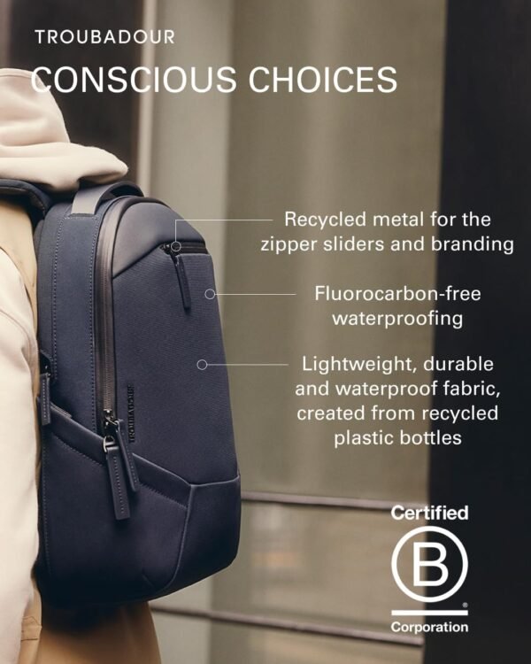Troubadour Apex 17" Laptop Backpack - Waterproof, Lightweight, Spacious - Made From Recycled Materials - Image 7