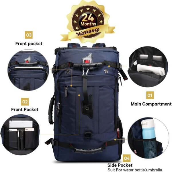 KAKA Travel Backpack, Carry On Backpack Durable Convertible Duffle Bag Fit for 15.6 Inch Laptop for Men and Women(Medium 35L) - Image 4