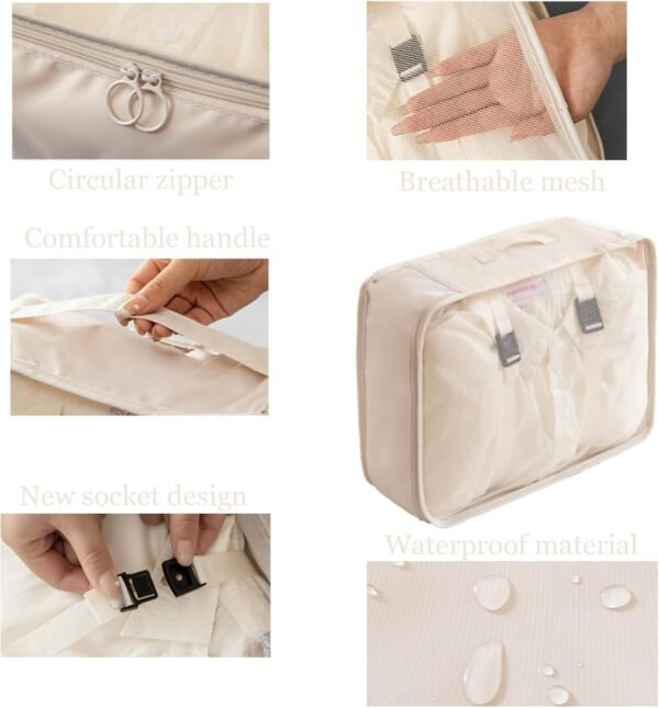 11 Set Packing Cubes Travel Organizer Bags Packing Organizers for Travel Accessories Luggage Packing Cube (Beige) - Image 4