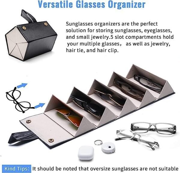 Travel Sunglasses Organizer, Premium Sunglass Travel Case for Multiple Pairs, Sunglasses Travel Case with 5 Slots，Portable Multiple Sunglasses Travel Case, Sunglass Organizer Travel for Women, Men - Image 5