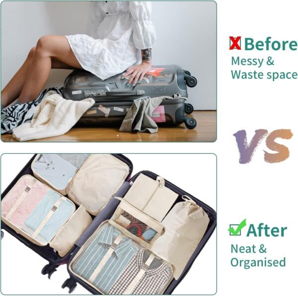 TTRWIN 8 Set Packing Cubes for Travel, Premium Nylon Fabric Luggage Packing Orginzers Travel Bags for Travel Acessories, Mesh Breathable Packing Cubes for Suitcases, Travel Essentials Bags Set - Image 3