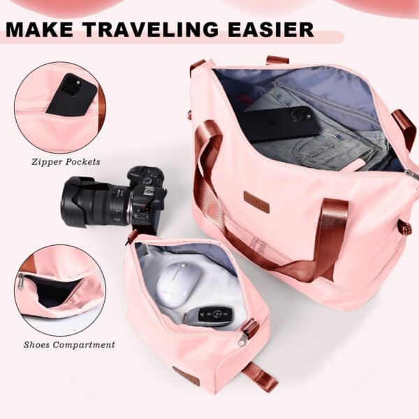 Krute Luggage Set 5 Piece Suitcase Set Carry-On Luggage, PC ABS TSA Lock Hard shell Lightweight Checked Luggage Set with Spinner Wheels for Family Travel (Pink) - Image 5