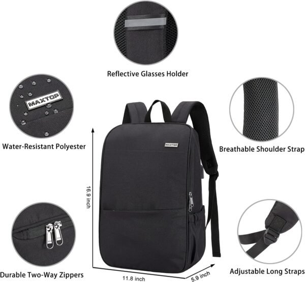 MAXTOP Deep Storage Laptop Backpack with USB Charging Port[Water Resistant] College Computer Bookbag Fits 15 Inch Laptop Black - Image 8