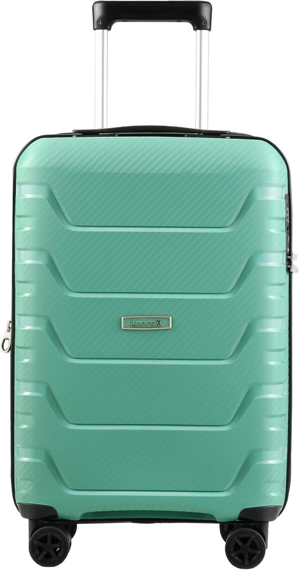 LUGGEX 22x14x9 Carry On Luggage with Wheels - 20 Inch PP Expandable Luggage Lightweight - High Rebound Toughness & Anti-Explosion Zipper (Green Suitcase) - Image 2