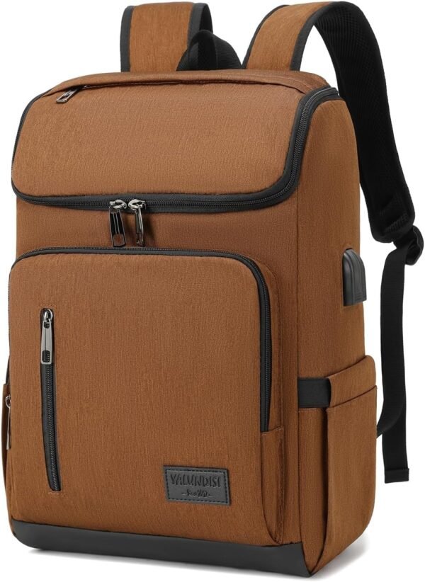 YALUNDISI Laptop Backpacks Travel Backpack Carry On Backpack Casual Daypack with USB Charging Port for Men Women Brown - Image 2