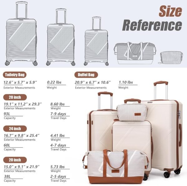 Luggage Sets 5 Piece,Expandable Hardside Suitcase Set with Spinner Wheels,Lightweight Travel Luggage set with TSA Lock（20/24/28,Black） - Image 7