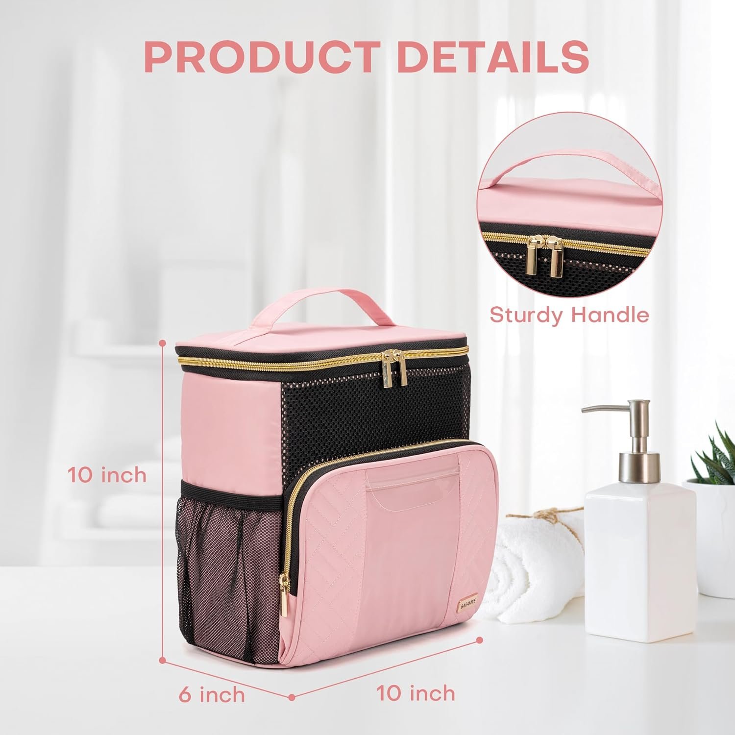 Women's Hanging Travel Toiletry Bag - Large, Durable, Multipurpose and TSA Approved for the Modern Traveling Woman, Pink - Image 3
