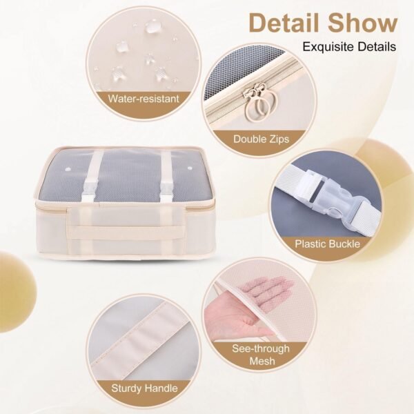 12 Set Packing Cubes for Suitcases, Various Sizes Packing Organizer Bags Set for Travel Accessories Luggage Carry On, BESBESME Travel Essentials for Clothes Shoes Cosmetics Toiletries, Beige - Image 5