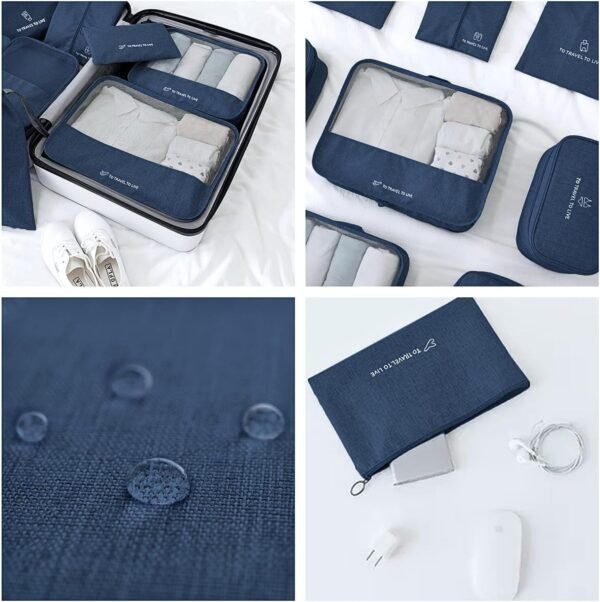 7 Pcs Set Travel Packing Cubes for Suitcases | Compression Packing Cubes for Luggage | Lightweight Packing Organizers | Organizer Cubes for Travel Essentials | Travel Accessories (Dark Blue) - Image 7