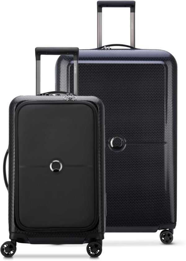 DELSEY Paris Turenne Hardside Luggage with Spinner Wheels, Black, 2-Piece Set with Soft Pocket (19/27) - Image 2