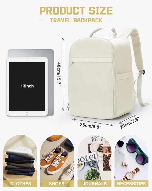United Airlines Approved Travel Backpack for Women, mochila de viaje, 20L Carry On Backpack, Underseat Luggage Bag, Travel Essentials, Cabin Size Personal Item Bag, Beige - Image 4