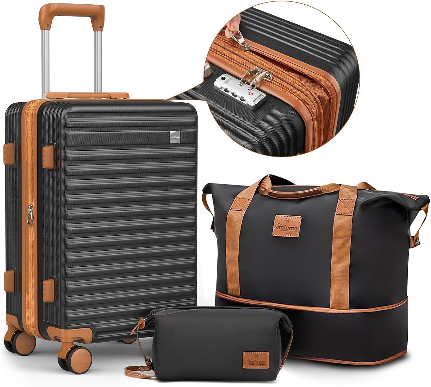 imiomo Carry on Luggage Sets,20 Inch Expandable Carry-on Suitcase with Spinner Wheels,Hard Shell Lightweight Rolling Travel Luggage with TSA Lock - Image 2