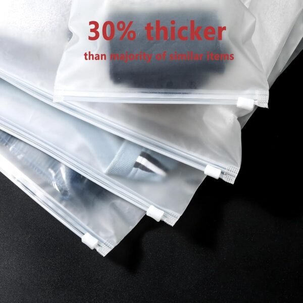 (20 pcs, 4 Sizes) Travel Luggage Organizer Bags, 4 Mil Slider Zip Plastic Clothing Packaging Bags, Travel/Home Storage and organizing pouches, Space Saver Bag (6''x9''-14‘’x18'') - Image 5