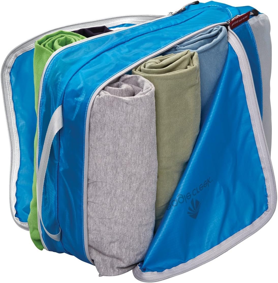 Eagle Creek Pack-It Clean/Dirty Packing Cubes for Travel - Durable Lightweight Dual Compartment Suitcase Organizer for Clean & Dirty Clothes, Brilliant Blue - Medium - Image 4