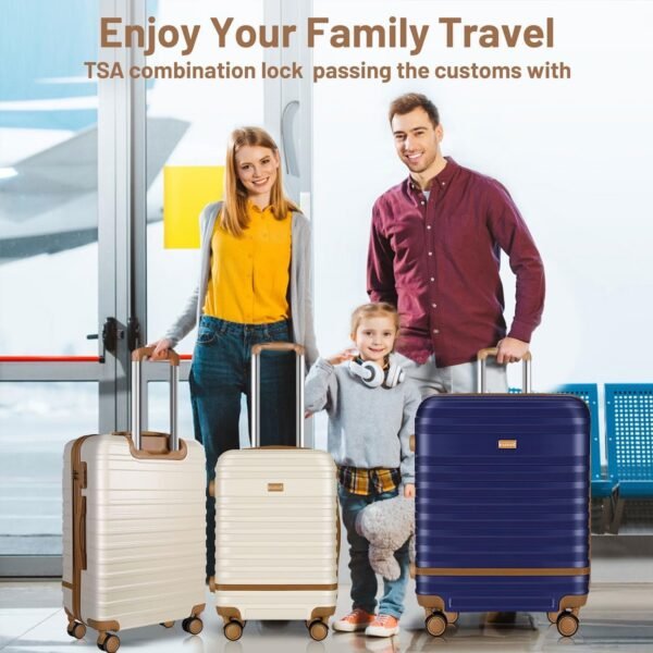 Luggage Set 3 Piece Carry On Suitcase Hardside, Lvory, 28/24/20 Inch - Image 9