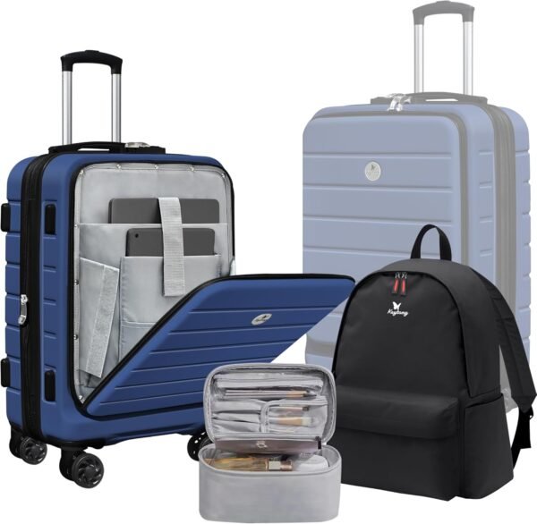 Classic Light Weight Hardside Expandable Spinner Wheels Luggage Suitcase W/TSA Lock, Navy Blue, Carry on-3 Pieces - Image 2