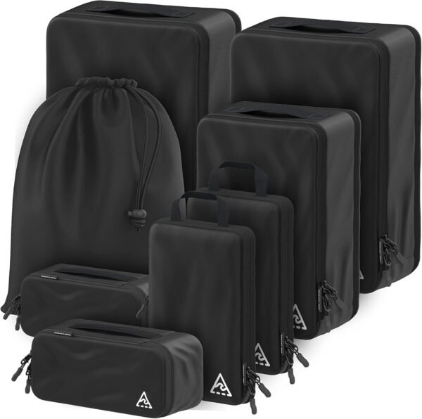 8 Set/4 Set Deluxe Compression Packing Cubes Travel - Maximize Space In Luggage With Patented HybridMax Double Capacity Design, Luxury Compressible Packing Cubes For Travel, Large, Small, & Medium - Image 2
