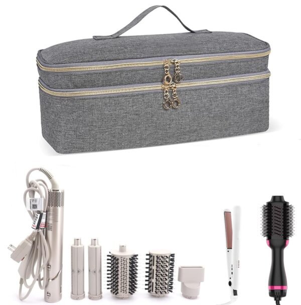 Double-Layer Travel Carrying Case for Revlon One-Step Hair Dryer and Volumizer Hot Air Brush, Portable Storage Organizer Bag Compatible with Shark FlexStyle/Dyson Airwrap Styler (Grey) - Image 2