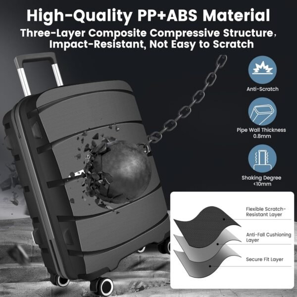 Luggage Sets with Spinner Wheels (20/24/28 Inch), PP+ABS Suitcase Sets - Image 5