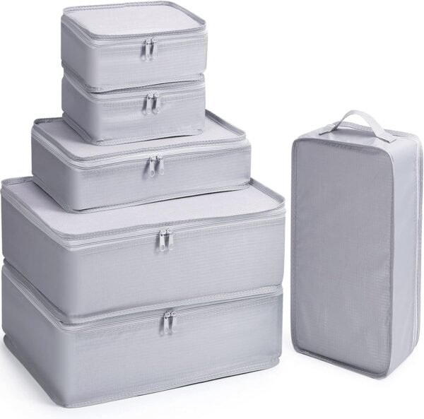 Mossio 6 Set Packing Cubes with Shoe Bag - Lightweight Travel Luggage Suitcase Organizers - Image 2
