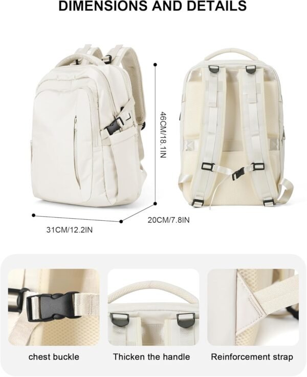 suwasp Large Travel Backpack for Women Men Airline Approved Carry On Personal Item Backpack Bag Frontier Airlines Personal Item Bag Flight Approved Luggage Backpack - White - Image 6