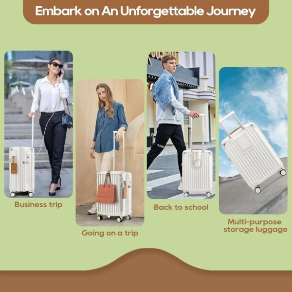 Joyway Carry On Luggage, Expandable Suitcase with Smart Luggage Cup Holder and USB Port, 20 IN Hardside Luggage with TSA Lock Spinner Double Wheels, White - Image 8
