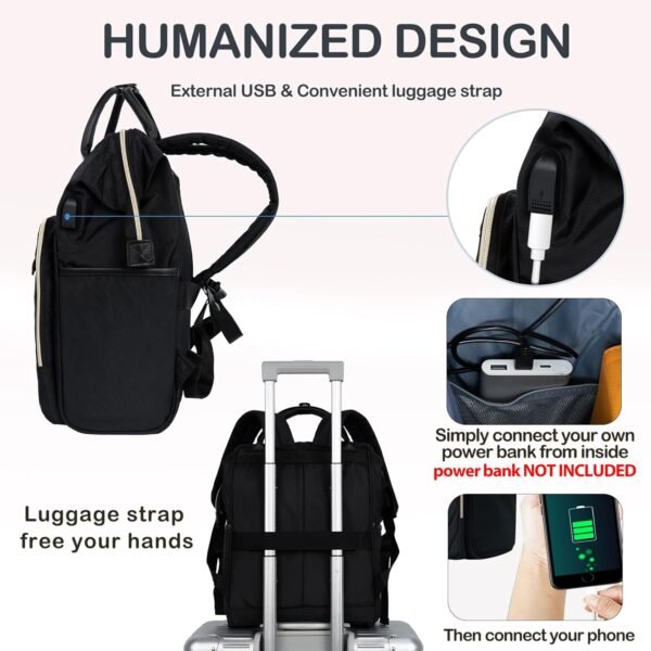KROSER Laptop Backpack 17" Stylish Backpack Water Repellent College Casual Daypack with USB Port Travel Business Work Bag for Men/Women-Quilted - Image 7