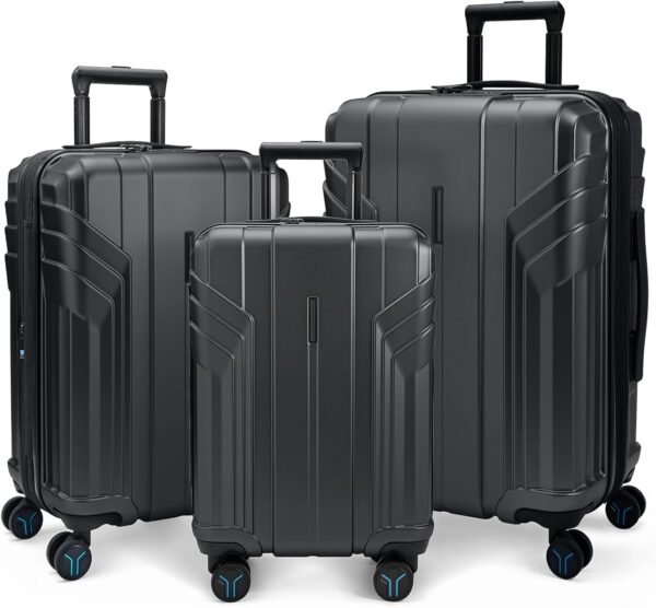 BAGSMART Luggage 3 Piece Set Suitcase, Expandable Carry on Luggage Airline Approved, Lightweight Spinner Wheel Luggage with TSA Lock (20" 24" 28"), Black - Image 2