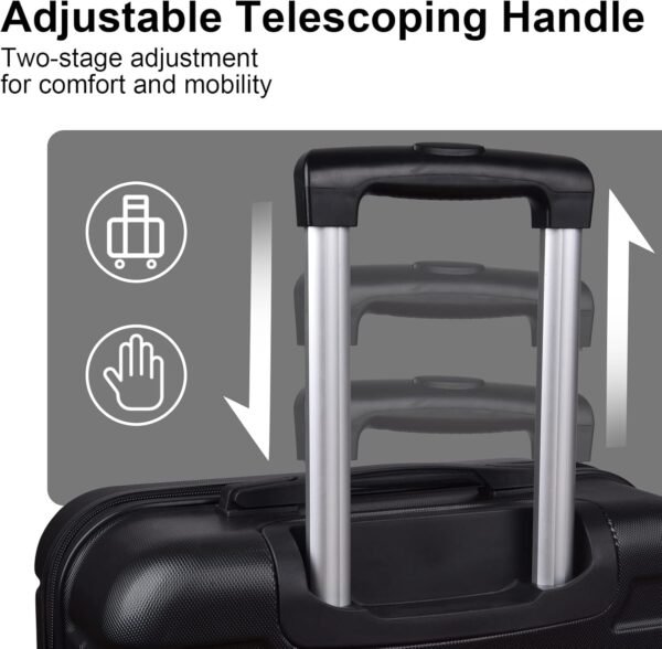 HOUAGI Luggage Sets 2 Piece,20 inch 24 inch Carry on Luggage Airline Approved,ABS Hardside Lightweight Suitcase with 4 Spinner Wheels,2-Piece Set(20/24),Black - Image 5