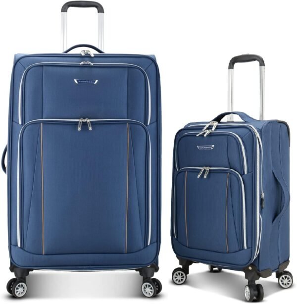 Traveler's Choice Lares Softside Expandable Luggage with Spinner Wheels, Navy, 2 Piece Luggage Set - Image 2