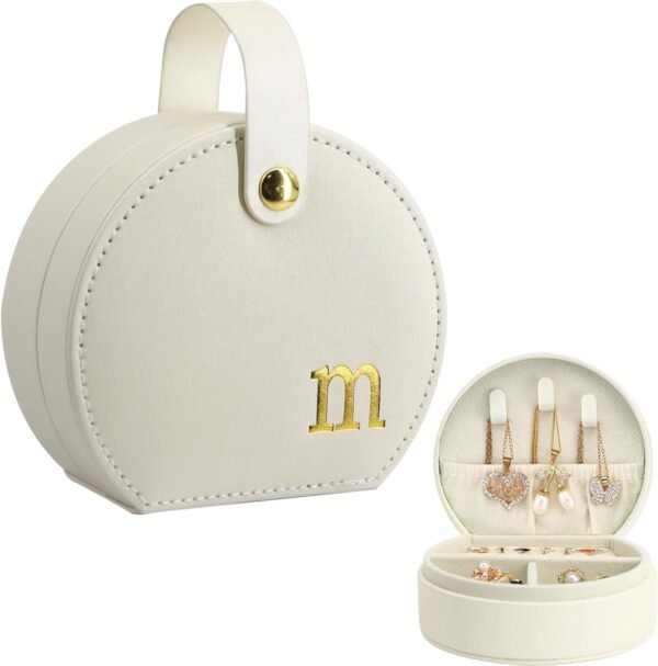 COLLECTIVE HOME - Travel Jewelry Case, Elegant Half-Moon Design with Gold Monogram, Detachable Handle, Personalized Accessory Organizer, Gift for Fashion-Forward Women and Teens (m) - Image 2