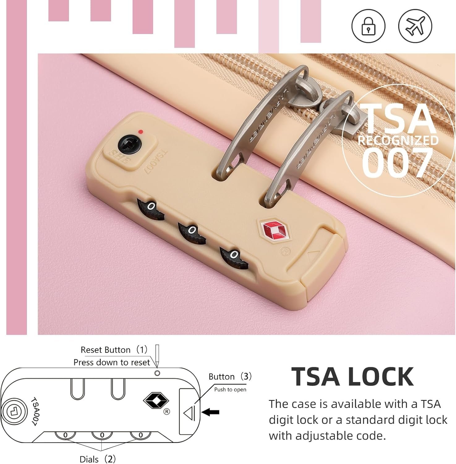 LARVENDER Luggage Sets 6 Piece, Expandable Luggage Hardshell Suitcase Sets with Spinner Wheels TSA Locks, Vintage Travel Luggage Set Clearance for Men and Women, Pink - Image 4