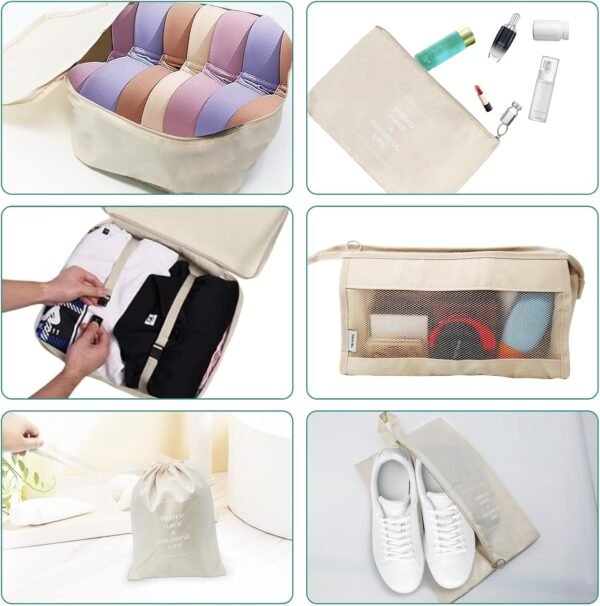 TTRWIN 8 Set Packing Cubes for Travel, Premium Nylon Fabric Luggage Packing Orginzers Travel Bags for Travel Acessories, Mesh Breathable Packing Cubes for Suitcases, Travel Essentials Bags Set - Image 6