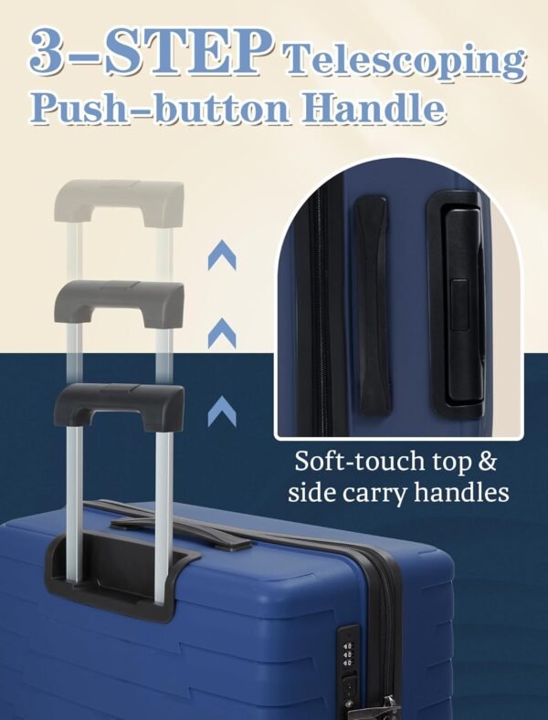 Carry On Luggage 22x14x9 Airline Approved, 20 Inch Carry on Suitcases with Wheels, PP Lightweight Carry-on Luggage, Suitcase with Wheels and TSA Lock - Image 4