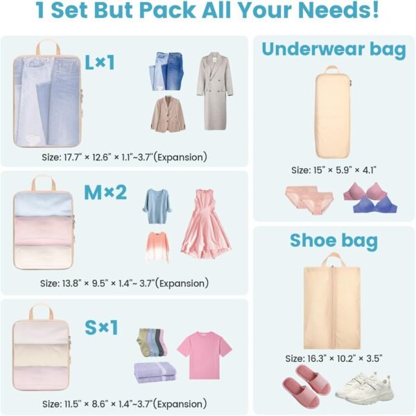 Cambond See Through Mesh Compression Packing Cubes - Packing Cubes for Travel, Lightweight Travel Bags Luggage Packing Organizer Travel Essentials for Carry on Suitcases - Image 6