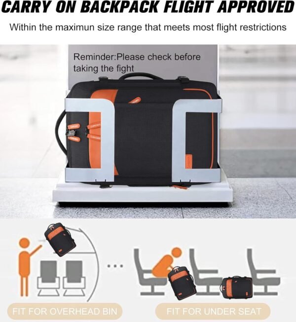 Lumesner rolling backpack, 17-inch water-resistant wheeled laptop backpack, carry-on luggage for business trips, overnight stays, or college use, a trolley suitcase for men and women，Black - Image 7