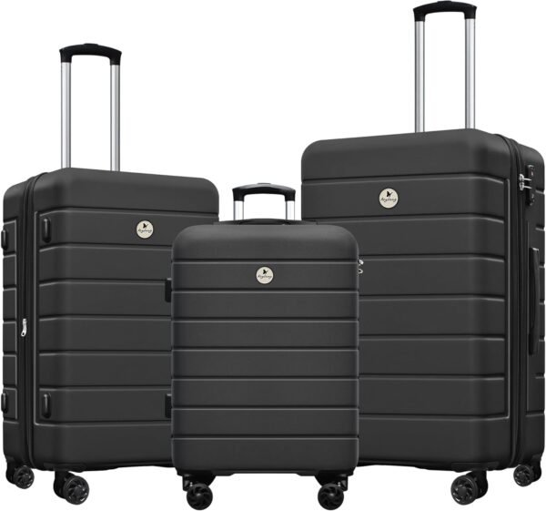 Classic Light Weight Hardside Expandable Spinner Wheels Luggage Suitcase W/TSA Lock, Black, 3 Piece Set - Image 2