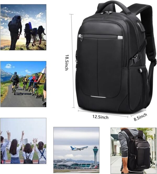 Travel Backpack,30L Laptop Backpacks for Men Women, Water Resistant Backpack Airline Approved Business Work Bag with USB Charging Port Fits 15.6 Inch Computer, Black - Image 7
