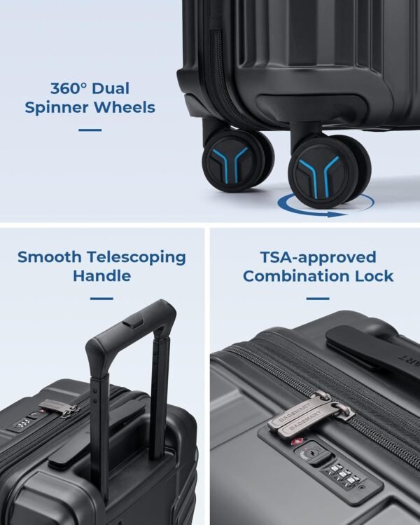 BAGSMART Luggage 3 Piece Set Suitcase, Expandable Carry on Luggage Airline Approved, Lightweight Spinner Wheel Luggage with TSA Lock (20" 24" 28"), Black - Image 5