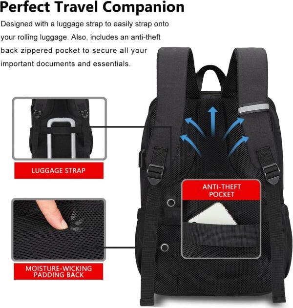 MAXTOP Deep Storage Laptop Backpack with USB Charging Port[Water Resistant] College Computer Bookbag Fits 15 Inch Laptop Black - Image 5