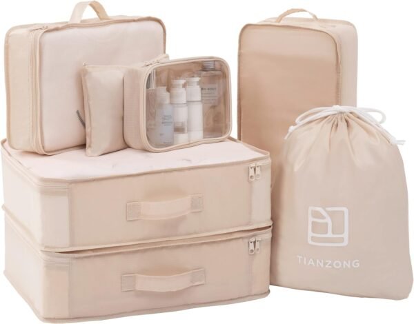 tianzong 7-piece Set Packing Cubes, Travel Bags for Luggage, Packing Organizers with Shoe Bag - Image 2