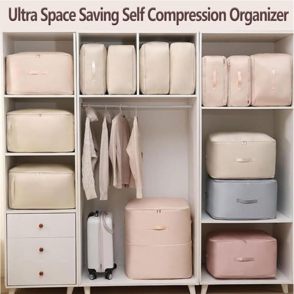 Ultra Space Saving Self Compression Organizer, Heavy Duty Space Saver Quilt Compression Storage Bag, Portable Handheld Storage Bag For Travel And Home Cabinet Storage (Gray, XL - 54 * 42 * 60CM) - Image 3