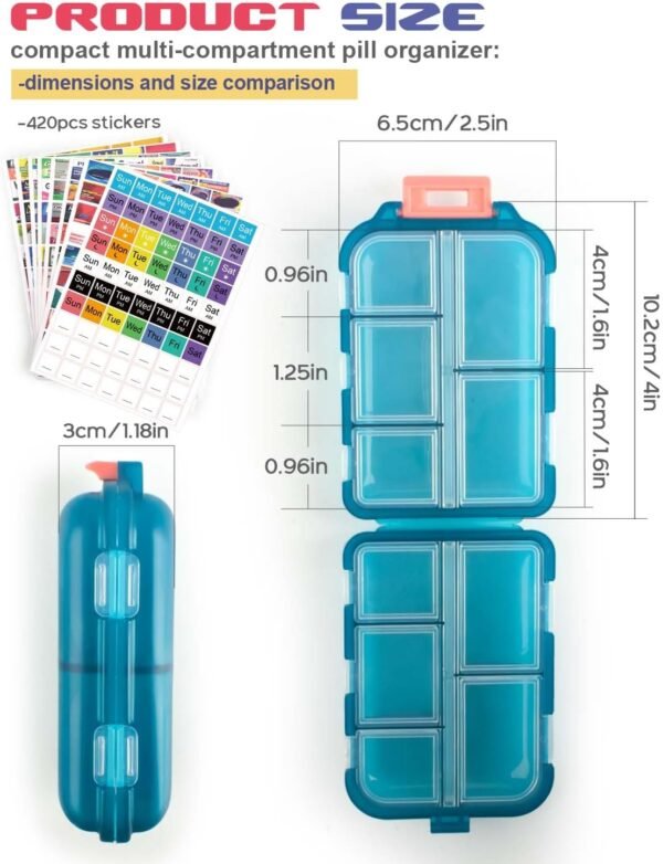 3 Pcs DIY Travel Pill Organizer with Labels Pocket Pharmacy, 3 Pill Box & 420 Medicine Labels, Portable Travel Essentials Mini Pill Container 7 Day Pill Case Storage Vitamin Fish Oil (Set B) - Image 3