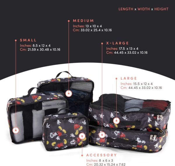Disney Minnie Mickey Stitch Packing Cubes - 5 Piece Packing Organizer Set - Travel Essentials - Packing Cubes 5 Piece Set - Image 3